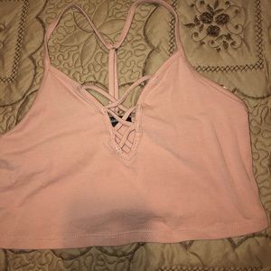 A Pink Lace Crop Top